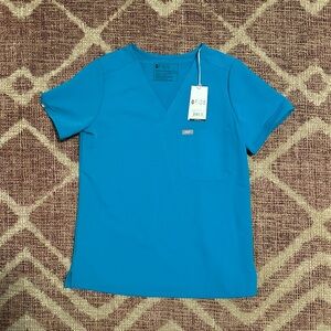 FIGS TEAL Slim Catarina One-Pocket Scrub Top SMALL NWT